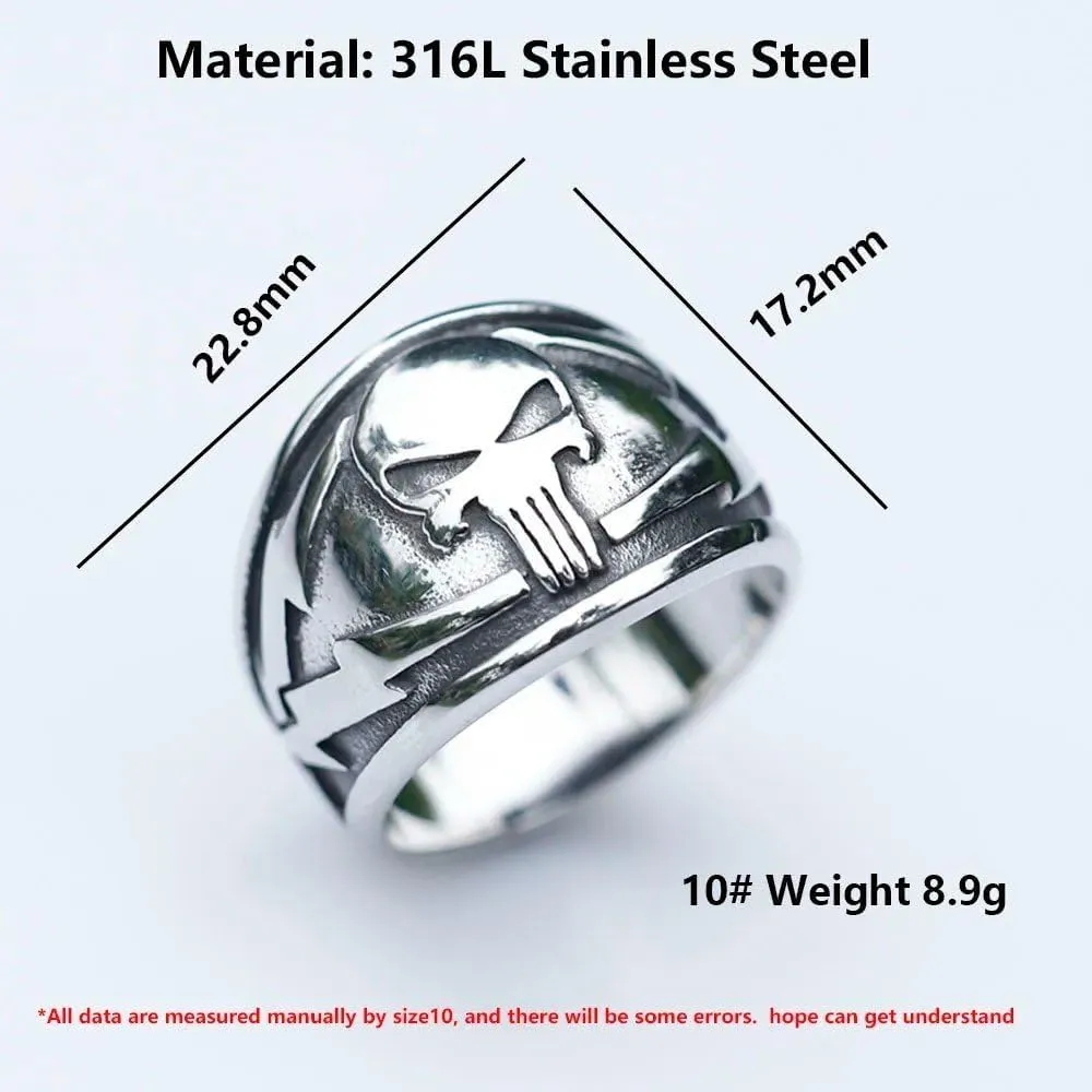 TRIEEUGIANG Men's 316L Stainless-Steel Rings Skeleton Vintage Ring For Men Women FASHION Jewelry Gifts