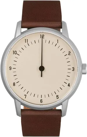 Twelve 01 - Dark Brown Leather, Silver Case, Crme Dial