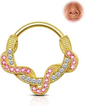 Twist Septum Rings 16G Gold Septum Jewelry Colorful Helix Daith Earrings 8/10MM Helix Daith Piercing Jewelry Stainless Steel