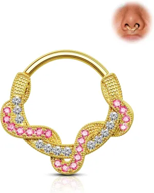 Twist Septum Rings 16G Gold Septum Jewelry Colorful Helix Daith Earrings 8/10MM Helix Daith Piercing Jewelry Stainless Steel