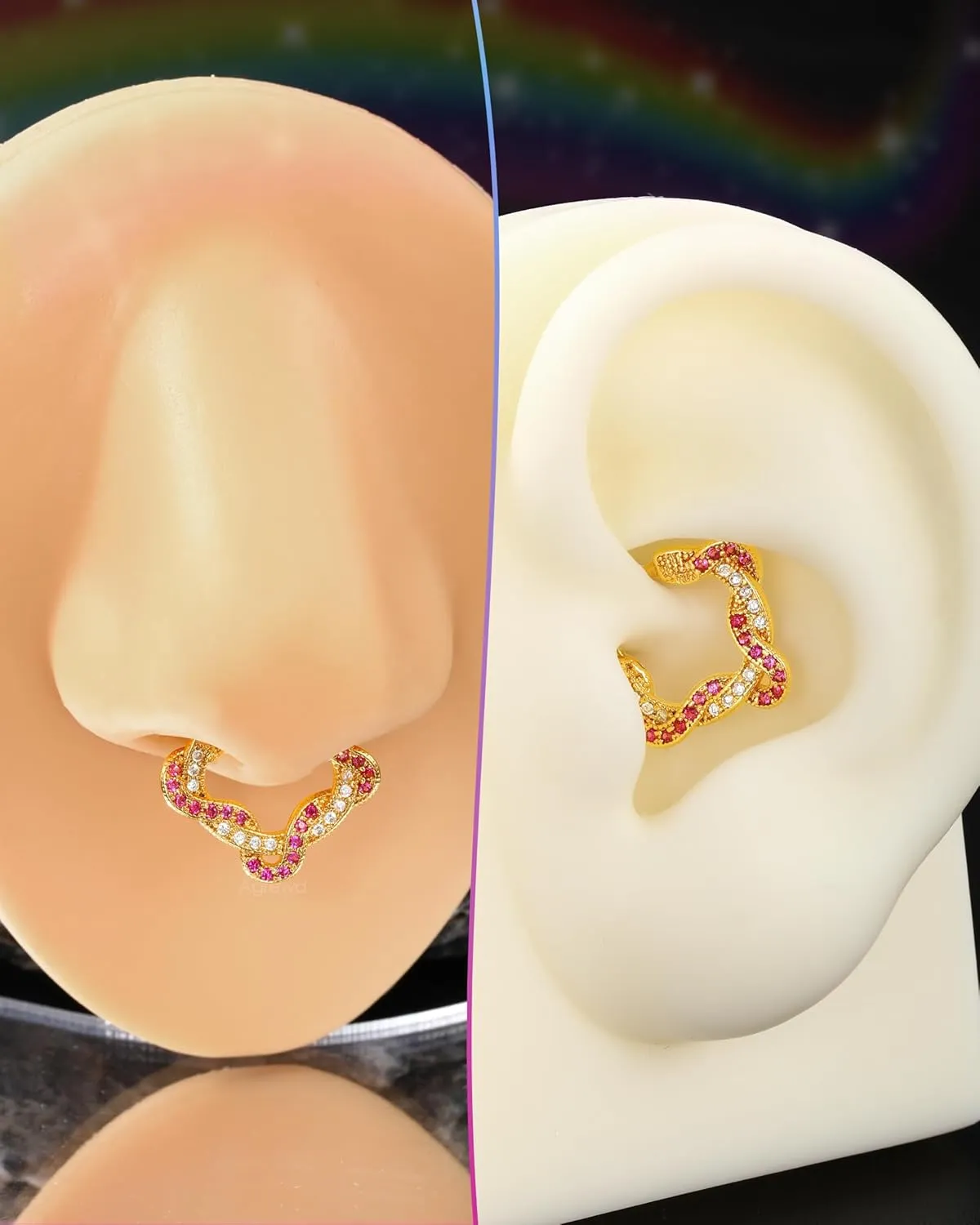 Twist Septum Rings 16G Gold Septum Jewelry Colorful Helix Daith Earrings 8/10MM Helix Daith Piercing Jewelry Stainless Steel