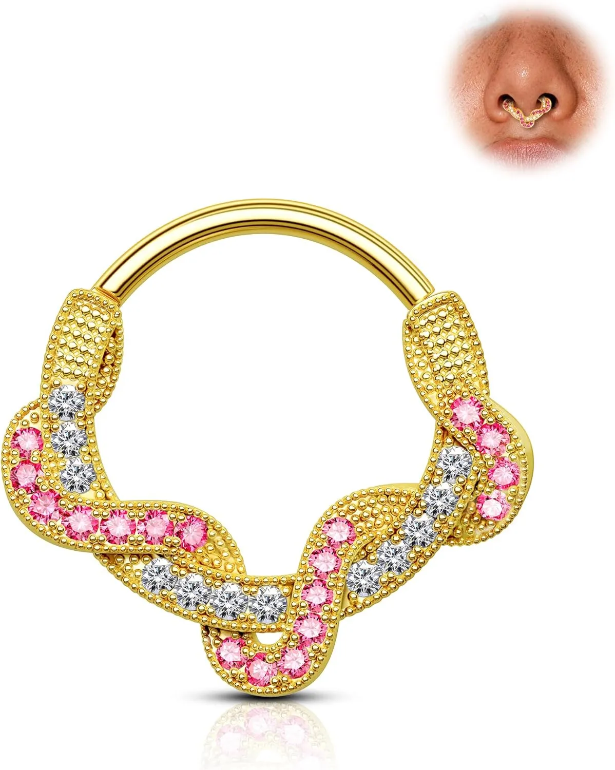 Twist Septum Rings 16G Gold Septum Jewelry Colorful Helix Daith Earrings 8/10MM Helix Daith Piercing Jewelry Stainless Steel