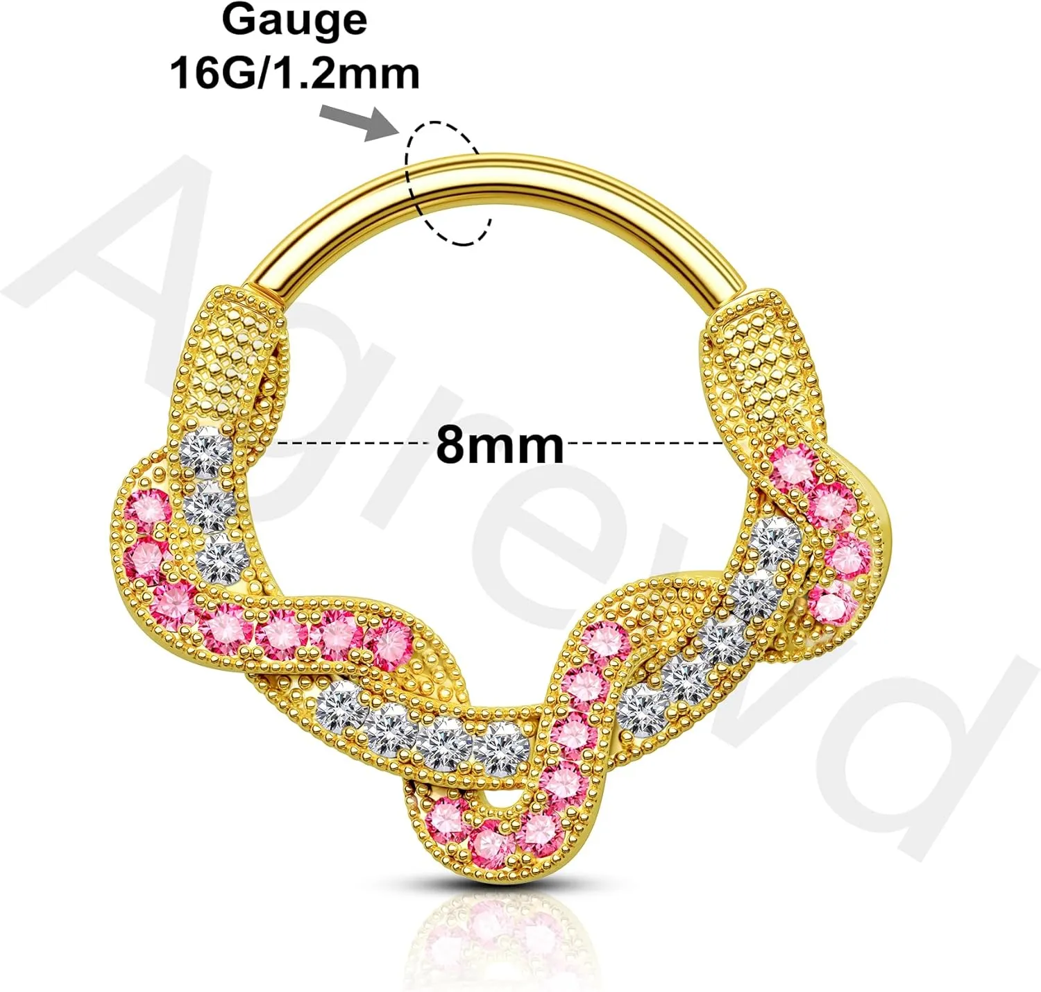 Twist Septum Rings 16G Gold Septum Jewelry Colorful Helix Daith Earrings 8/10MM Helix Daith Piercing Jewelry Stainless Steel