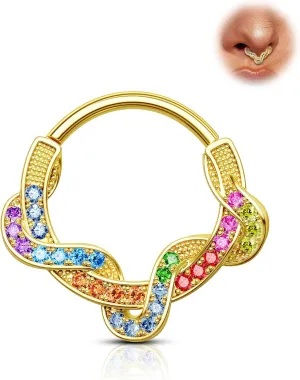 Twist Septum Rings 16G Gold Septum Jewelry Colorful Helix Daith Earrings 8/10MM Helix Daith Piercing Jewelry Stainless Steel