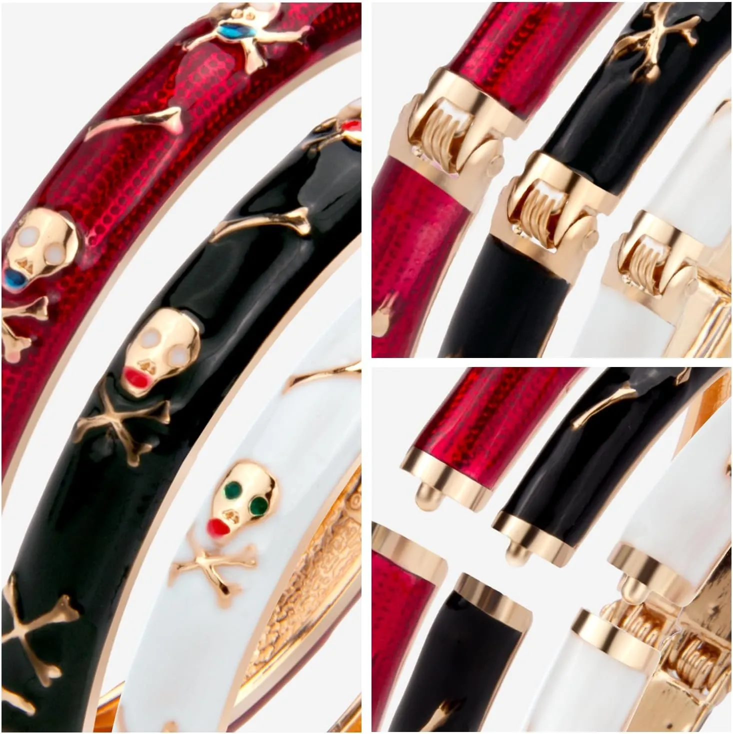 UJOY Womens Multi-Colors Cloisonne Bracelet Gold Plated Flower Hollowed Enameled Hinged Cuff Bangles Jewelry Gift 88A10