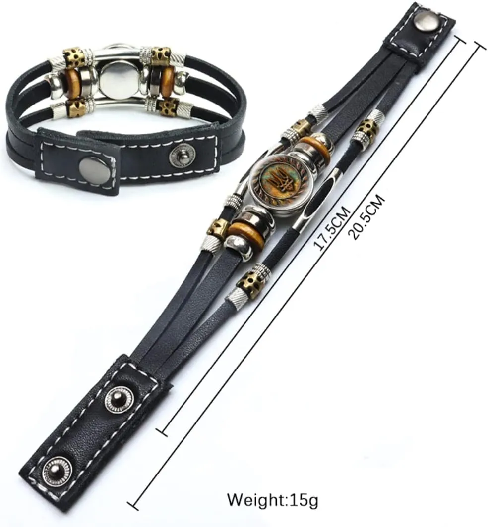 Ukrainian Bracelet - Ukraine Bracelet - Ukrainian Jewelry - Ukraine Trident - Symbol Leather Bracelets Glass Dome Snap Button Bracelet and Bangles Trident Women Men Jewelry