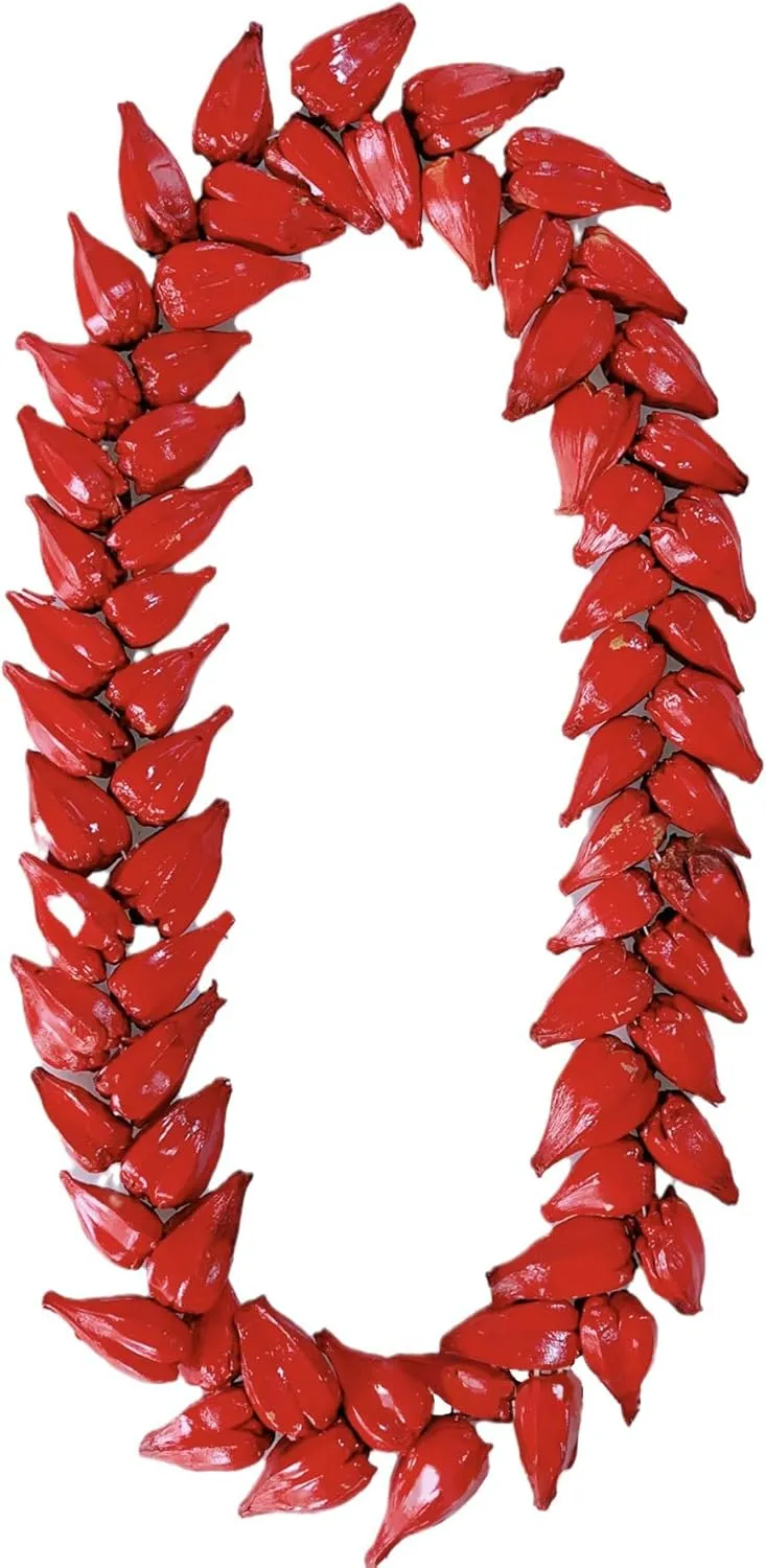 Ula Fala Samoan Necklace for Women Men, Ula Fala Necklace Hawaii Red Decor Beach Natural Necklace