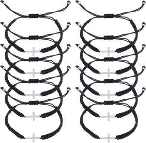 UNICRAFTALE 10Pcs Friendship Cross Bracelet Handmade Braided Bracelet Black String Rope Adjustable Bracelet Couple Bracelets for Women Men Matching Bracelet for Graduation BFF Gifts