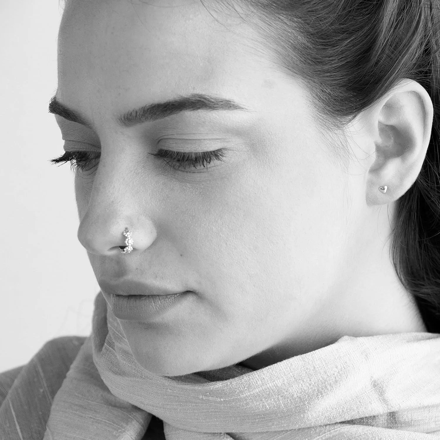 Unique 925 Sterling Silver Ring Nose Piercing Hoop Ear Piercing Handmade Body jewelry for women 20g 8mm Diameter Fits Cartilage Helix Daith Rook Tragus by Alagia