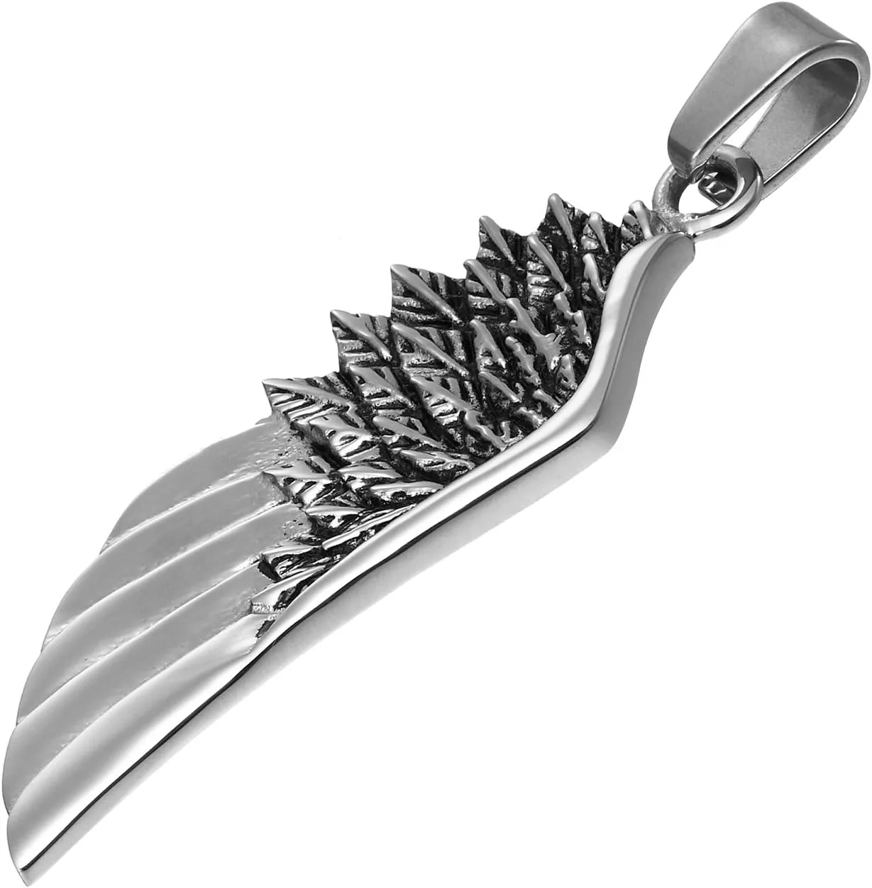 Urban Jewelry Angel Wing Pendant with 21 Inch Stainless Steel Chain Necklace for Men