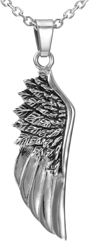 Urban Jewelry Angel Wing Pendant with 21 Inch Stainless Steel Chain Necklace for Men