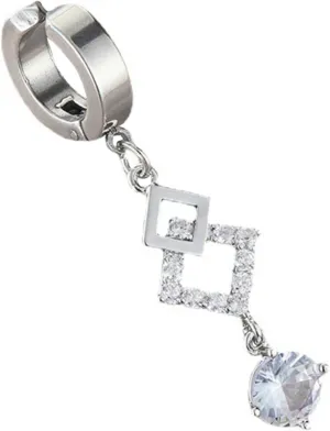 VALICLUD Diamond Decorated Fake Belly Button Ring Clip-on Stainless Steel Navel Ring Dangle Jewelry for