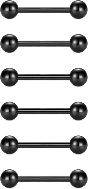 VCMART 12mm-18mm 14G Tongue Rings Nipple Straight Barbells Surgical Steel Body Piercing Jewelry