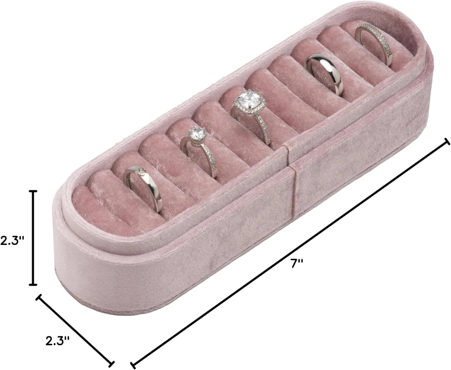 Velvet Small Multiple Ring Box Portable Organizer Display Storage Travel Case Jewelry Earring Holder for Wedding Birthday Christmas Day (Pink)