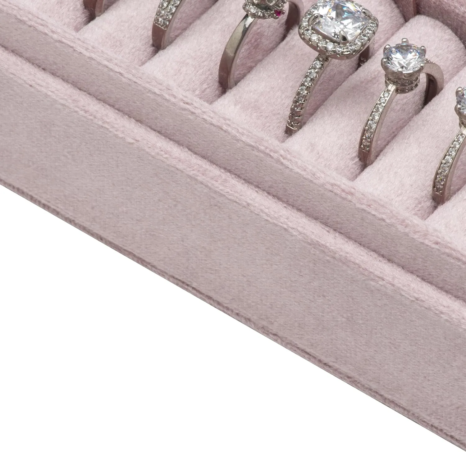Velvet Small Multiple Ring Box Portable Organizer Display Storage Travel Case Jewelry Earring Holder for Wedding Birthday Christmas Day (Pink)