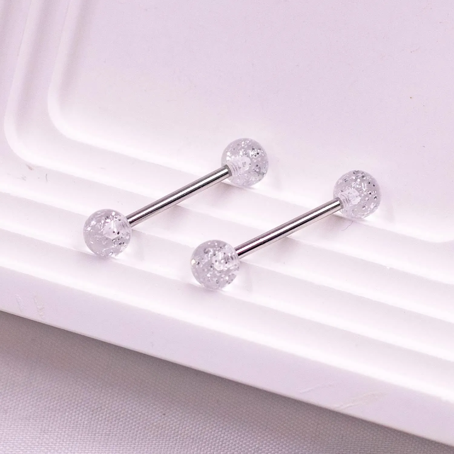 VERAMI 14G Stainless Steel Heart Nipple Rings and Barbell - Butterfly, Starlight Acrylic Ball, Tongue Rings for Women and Men