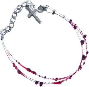 Vintage Fashion Personality Red Blood Drop Bracelet Hip Hop Punk Cross Open Bracelet Banquet Jewelry Accessories Trend Cross Hand Ornament
