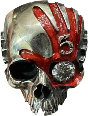 Vintage Gothic Skull Ring, Five Fingers Punch, Chunky Silver Black, Men's (SZ12)