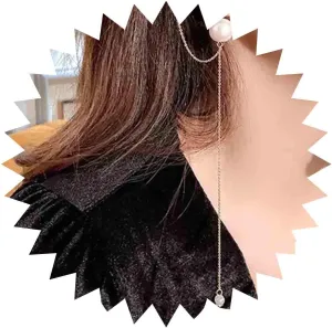 Vintage Pearl Ear Cuff Earrings Gold Pearl Chain Cuff Wrap Earrings Chain Ear Crawler Earrings Pearl Stud Earrings Long Tassel Chain Dangle Earrings Jewelry for Women