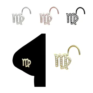 Virgo Zodiac Sign Nose Stud Gold Plated Nose Ring Indian Nose Ring 22 Gauge Nose Hoop