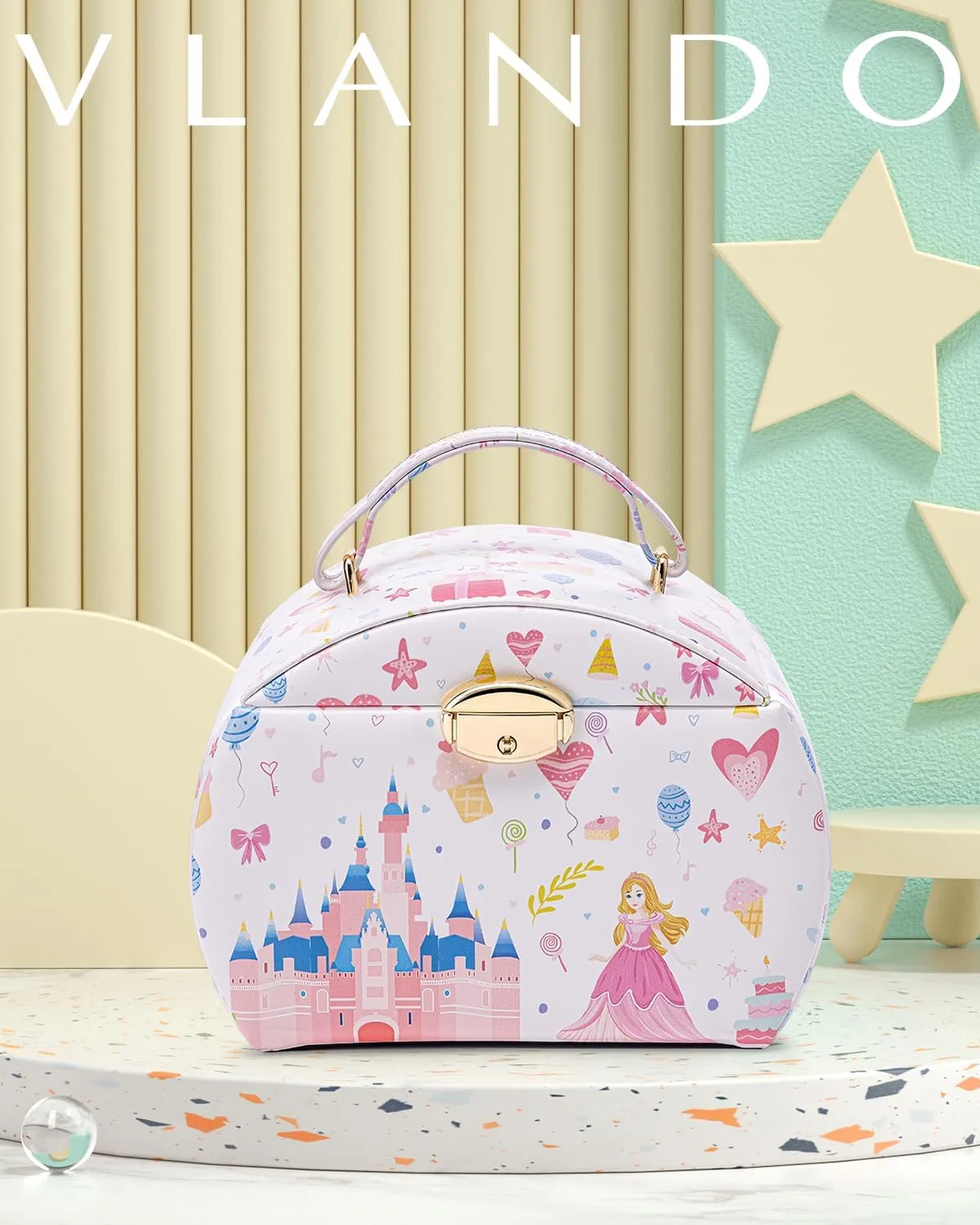 Vlando Musical Jewelry Box for Girls Kids with Drawer, Music Box with Ballerina and Stickers for Birthday Bedroom Decor, Fantasy Princess