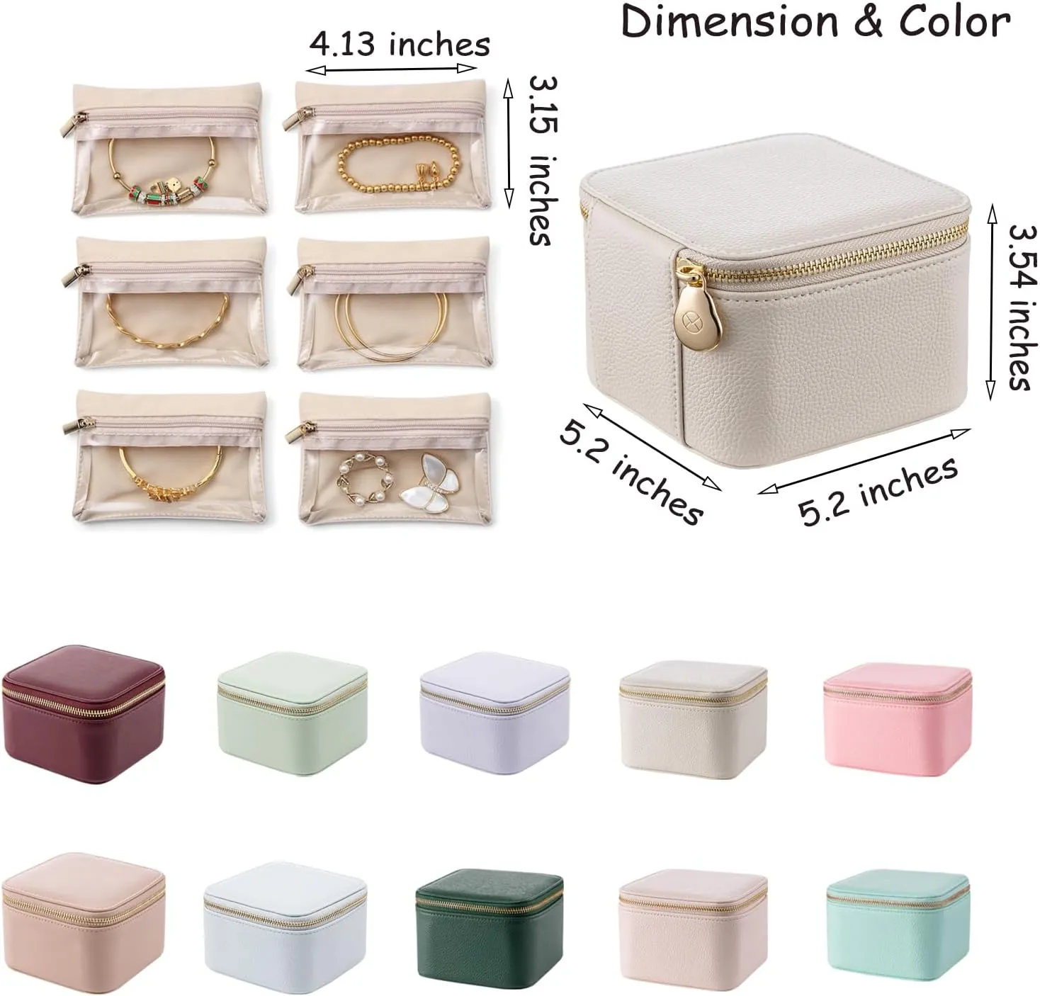 Vlando Travel Jewelry Box Organizer - 6 Small Velvet Zipped Pouches Pockets for Jewelries Necklaces Rings Earrings Sorting Storage, Aqua Blue