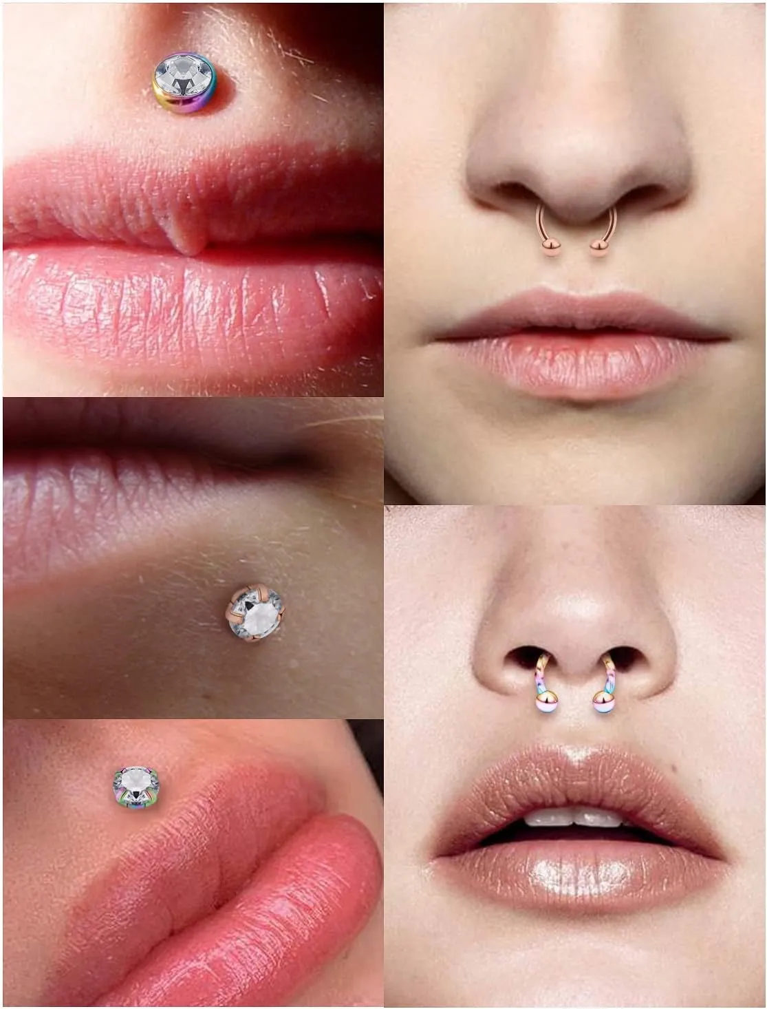 Vsnnsns 16G Lip Rings Stainless Steel Horseshoe Snake Bite Monroe Labret Medusa Lip Piercing Jewelry Tragus Daith Forward Helix Conch Cartilage Earrings Studs Piercing Jewelry for Women Men 16 Gauge