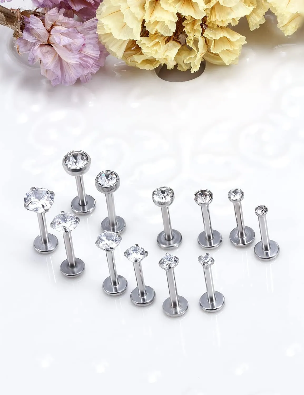 Vsnnsns 16G Lip Rings Stainless Steel Tragus Helix Conch Piercing Jewelry Snake Bite Piercing Monroe Lip Rings Labret Medusa Cartilage Lobe Earrings Piercing Jewelry CZ 2MM 2.5MM 3MM 3.5MM 4MM 4.5MM