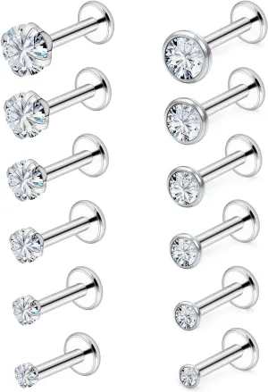 Vsnnsns 16G Lip Rings Stainless Steel Tragus Helix Conch Piercing Jewelry Snake Bite Piercing Monroe Lip Rings Labret Medusa Cartilage Lobe Earrings Piercing Jewelry CZ 2MM 2.5MM 3MM 3.5MM 4MM 4.5MM