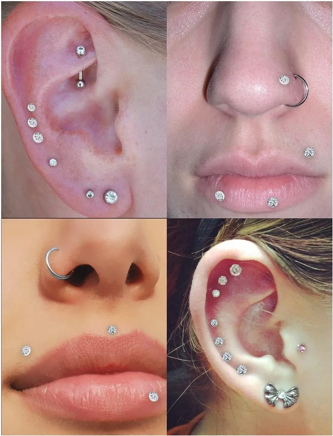 Vsnnsns 16G Lip Rings Stainless Steel Tragus Helix Conch Piercing Jewelry Snake Bite Piercing Monroe Lip Rings Labret Medusa Cartilage Lobe Earrings Piercing Jewelry CZ 2MM 2.5MM 3MM 3.5MM 4MM 4.5MM