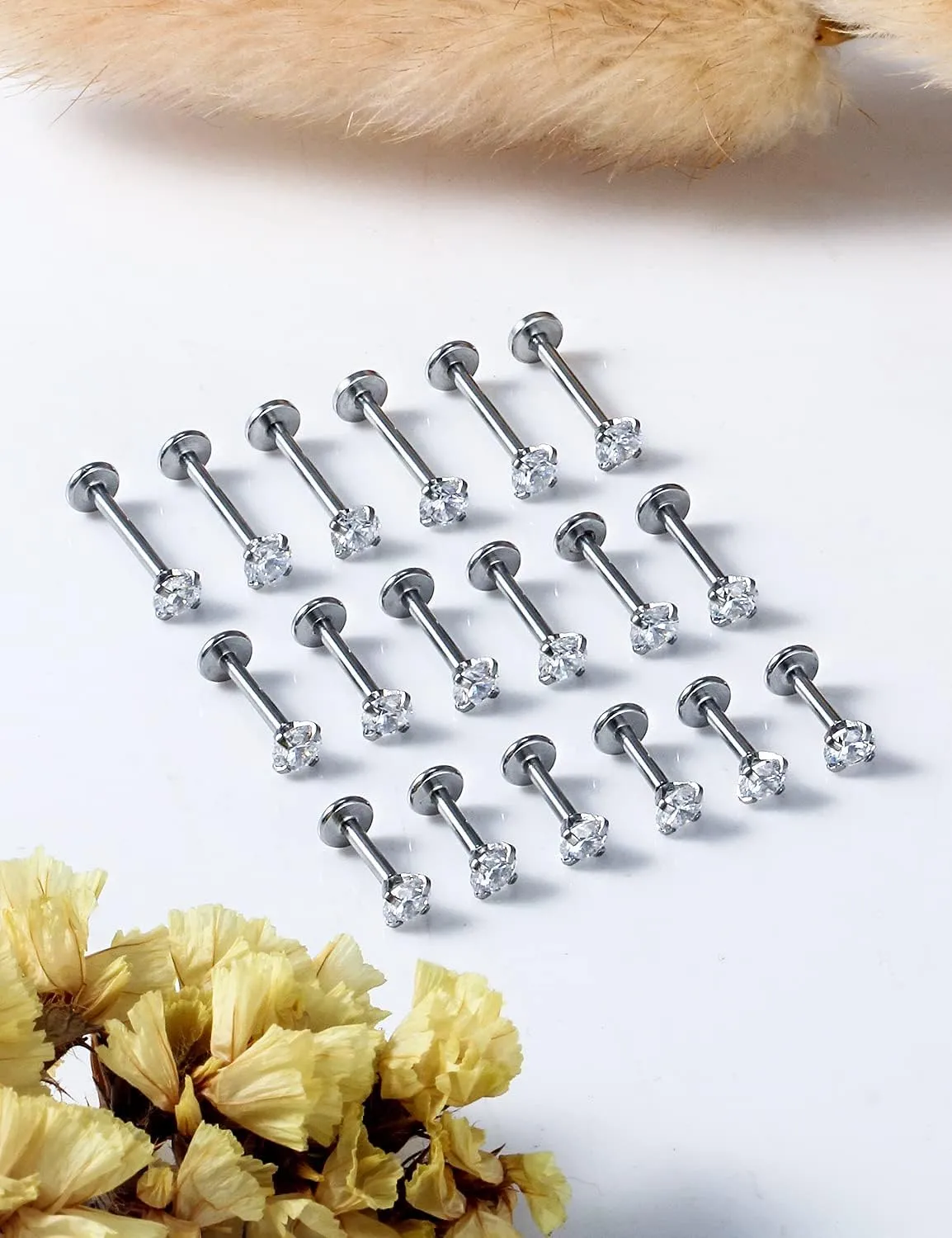 Vsnnsns 16G Lip Rings Stainless Steel Tragus Helix Conch Piercing Jewelry Snake Bite Piercing Monroe Lip Rings Labret Medusa Cartilage Lobe Earrings Studs Piercing Jewelry 6MM 8MM 10MM Silver 18PCS