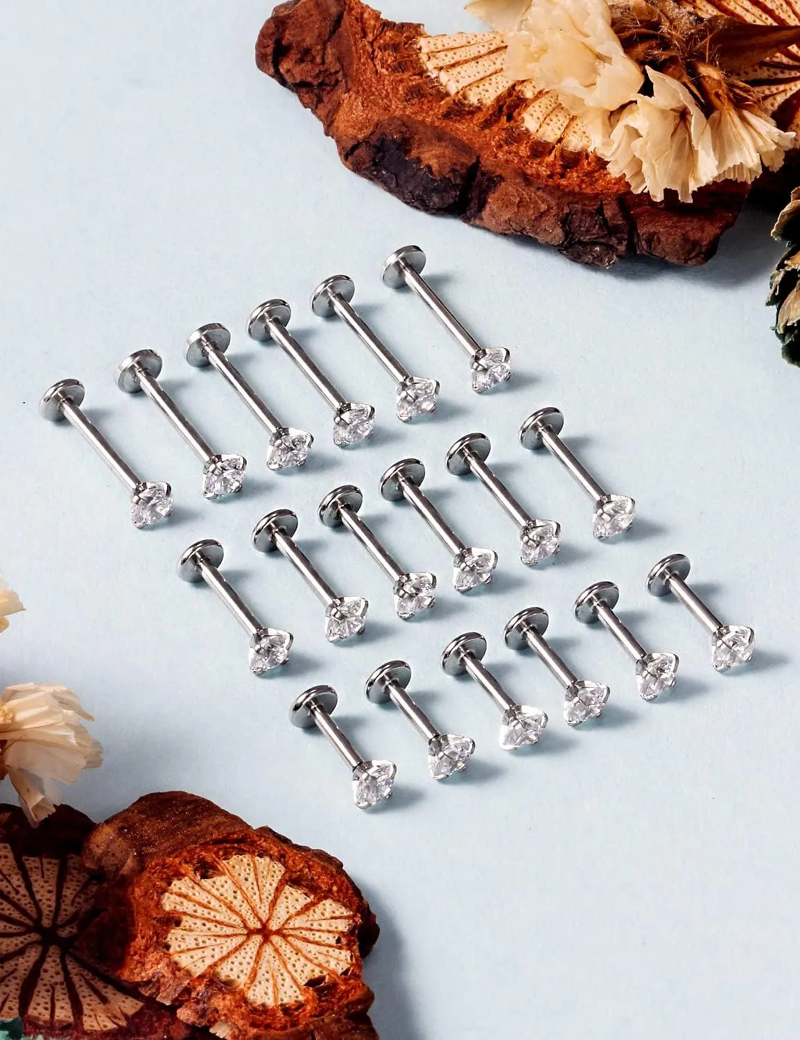 Vsnnsns 16G Lip Rings Stainless Steel Tragus Helix Conch Piercing Jewelry Snake Bite Piercing Monroe Lip Rings Labret Medusa Cartilage Lobe Earrings Studs Piercing Jewelry 6MM 8MM 10MM Silver 18PCS