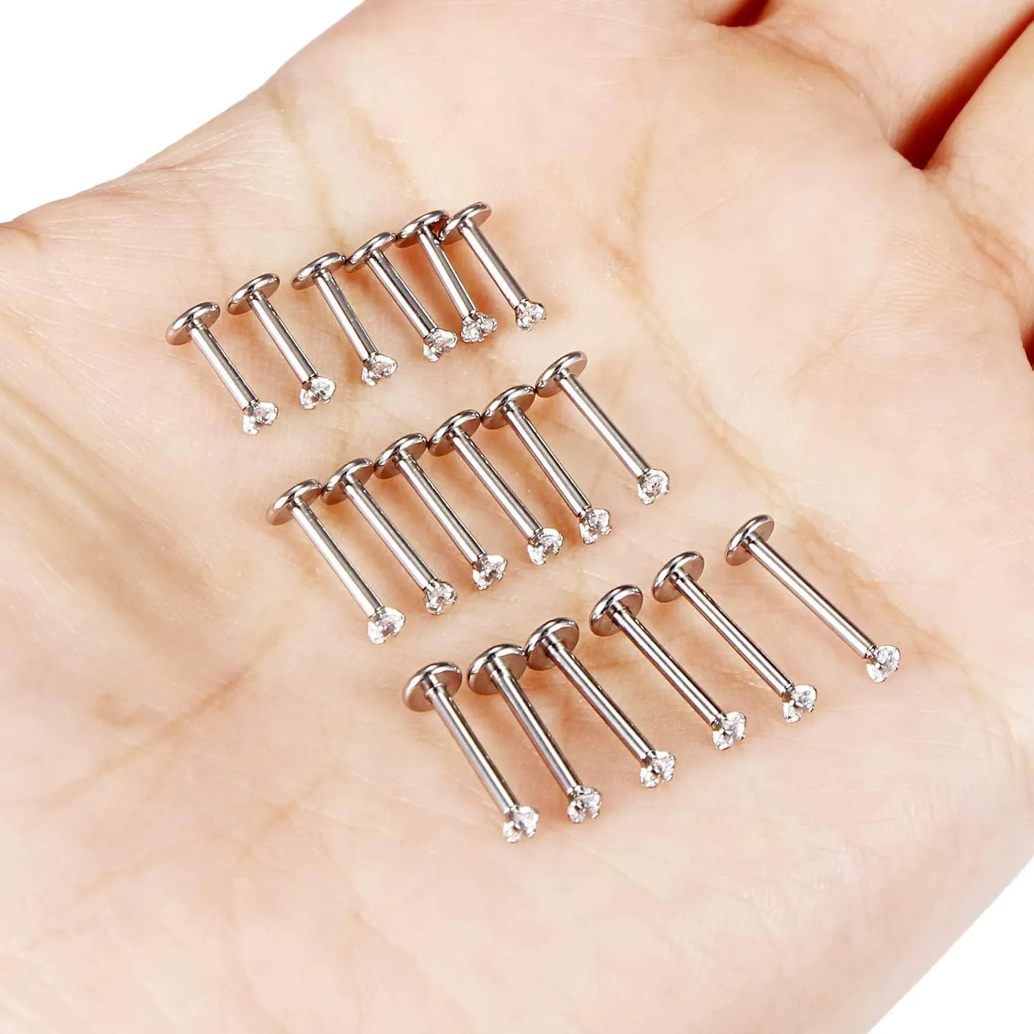 Vsnnsns 16G Lip Rings Stainless Steel Tragus Helix Conch Piercing Jewelry Snake Bite Piercing Monroe Lip Rings Labret Medusa Cartilage Lobe Earrings Studs Piercing Jewelry 6MM 8MM 10MM Silver 18PCS