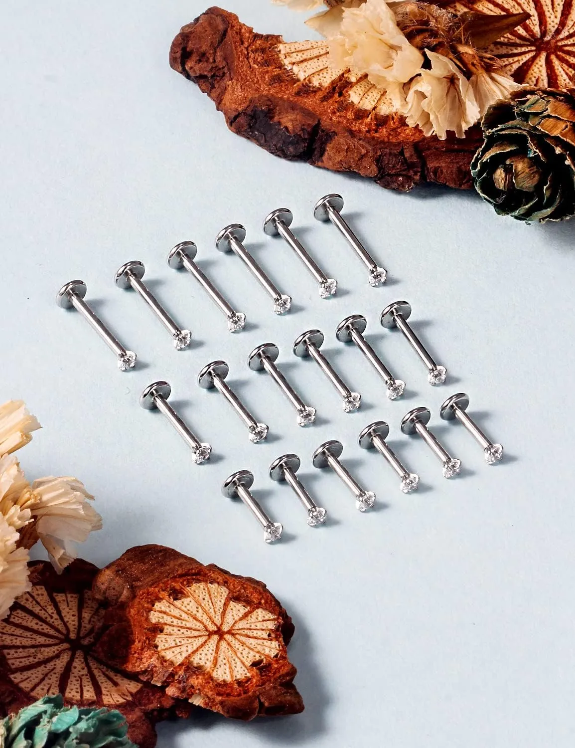 Vsnnsns 16G Lip Rings Stainless Steel Tragus Helix Conch Piercing Jewelry Snake Bite Piercing Monroe Lip Rings Labret Medusa Cartilage Lobe Earrings Studs Piercing Jewelry 6MM 8MM 10MM Silver 18PCS