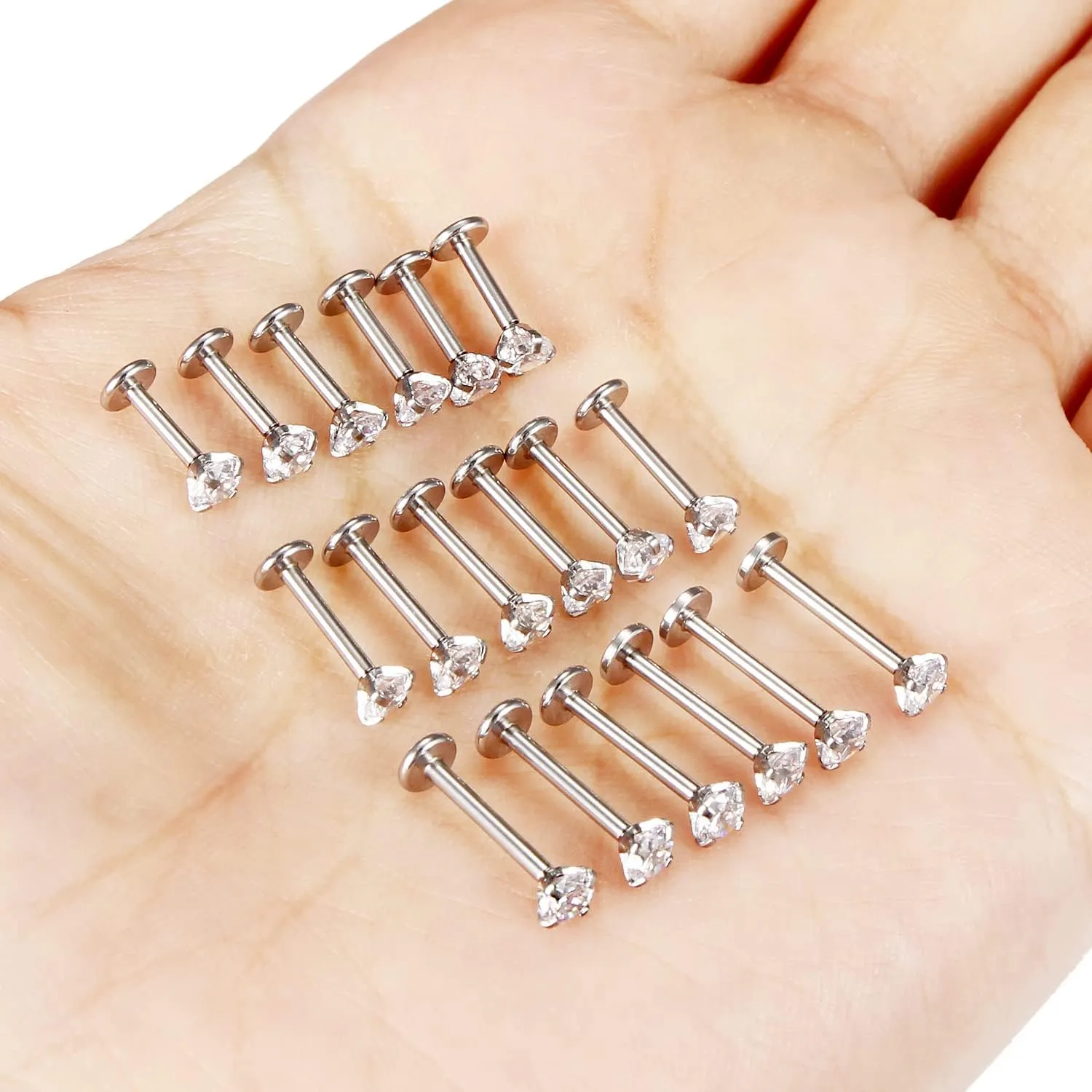 Vsnnsns 16G Lip Rings Stainless Steel Tragus Helix Conch Piercing Jewelry Snake Bite Piercing Monroe Lip Rings Labret Medusa Cartilage Lobe Earrings Studs Piercing Jewelry 6MM 8MM 10MM Silver 18PCS