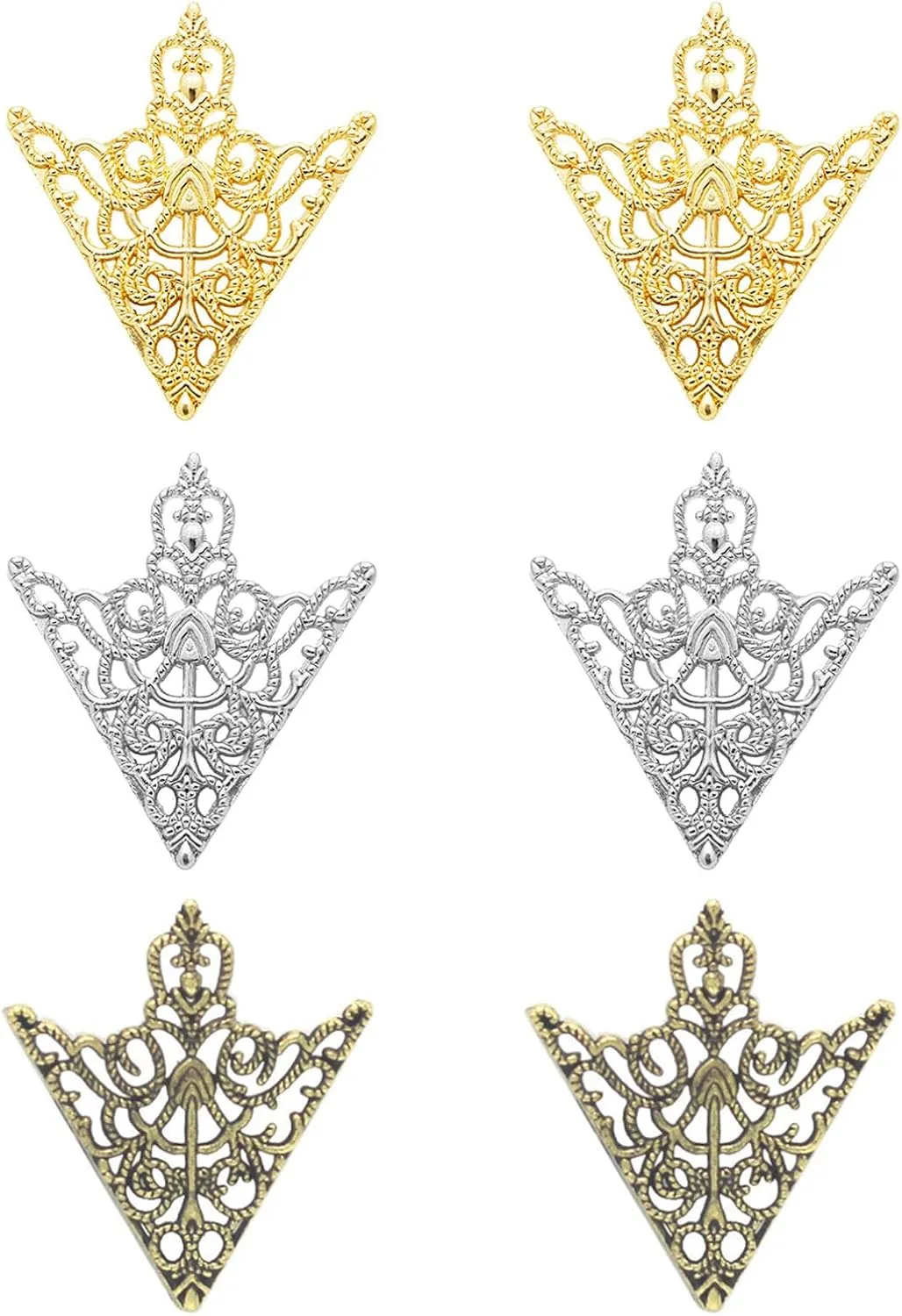 WCRAZYE Retro Hollow Pattern and Angle Triangle Collar Pins for Men Women Fashion Simple Gold Silver Palace Brooch Clip Pin Brooches Buckle Shirt Collar Decoration Parts