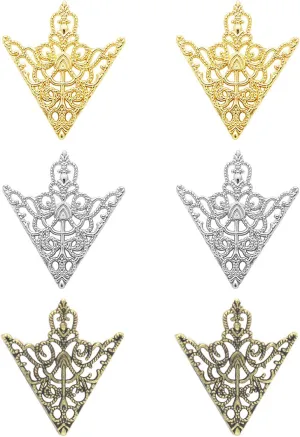 WCRAZYE Retro Hollow Pattern and Angle Triangle Collar Pins for Men Women Fashion Simple Gold Silver Palace Brooch Clip Pin Brooches Buckle Shirt Collar Decoration Parts