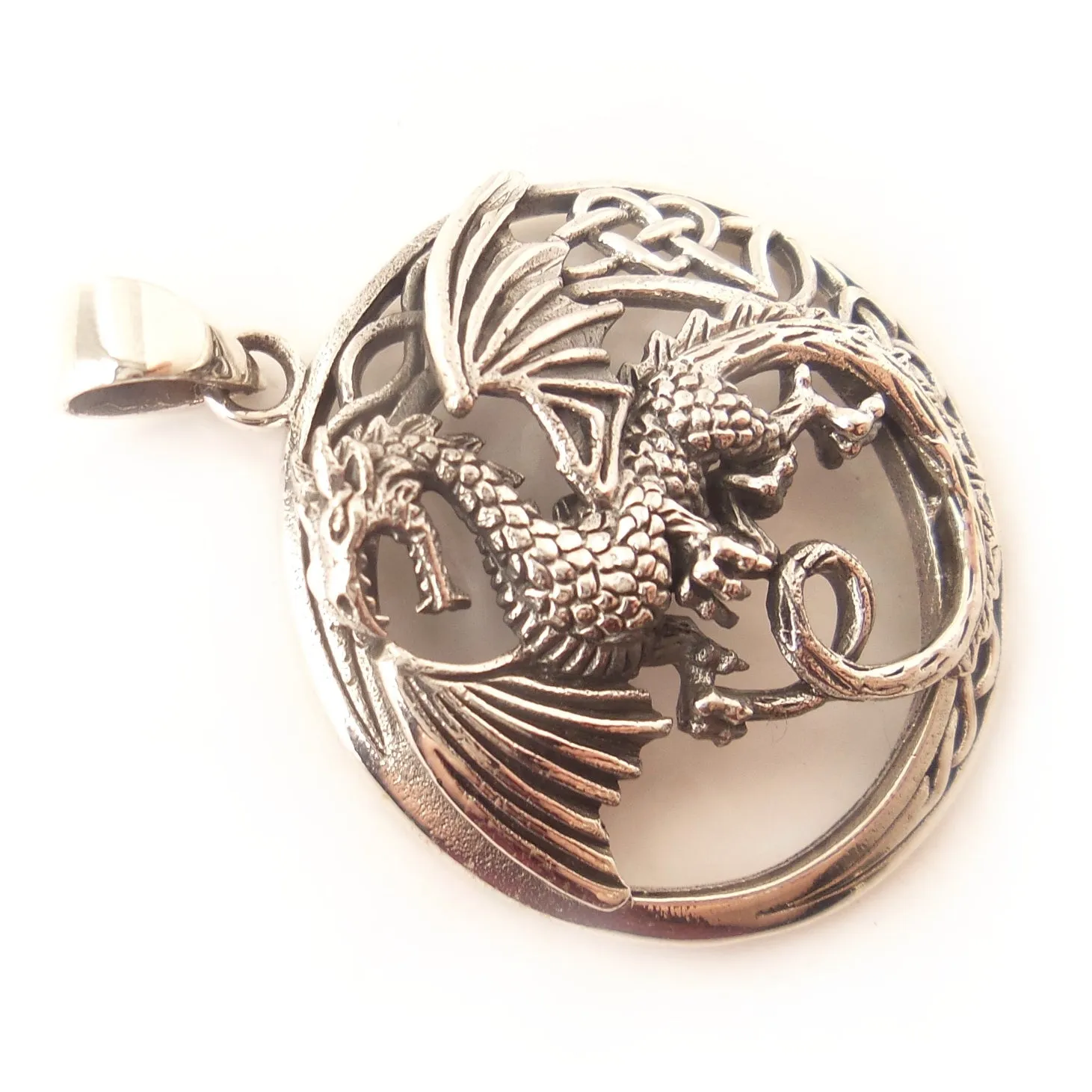 Welsh Dragon Celtic Charm .925 Sterling Silver Pendant