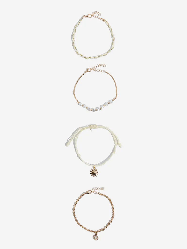 Westside Accessories Multicolour Cord Bracelet - Pack of 4