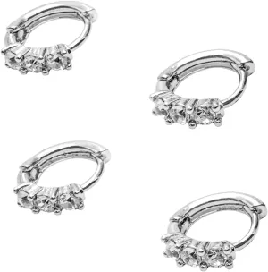 White Cubic Zirconia Hoop Earrings for Women, Dainty Small Silver Plated Ear Jewelry Twisted Huggie Hoop Earring Trendy Open Lightweight Hypoallergenic Ear Rings for Women Gifts