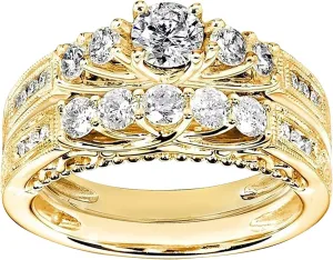Women Rings Size 7 Couple's Ring with Diamonds for Women Fashion Jewelry Popular Accessories (Gold, 10)
