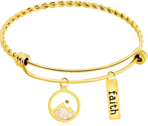 Women's Adjustable Cuff Bracelet with Faith and Mustard Seed Charms - Christian Jewelry for Mother Wife Valentine's Day, Anniversary YA4995