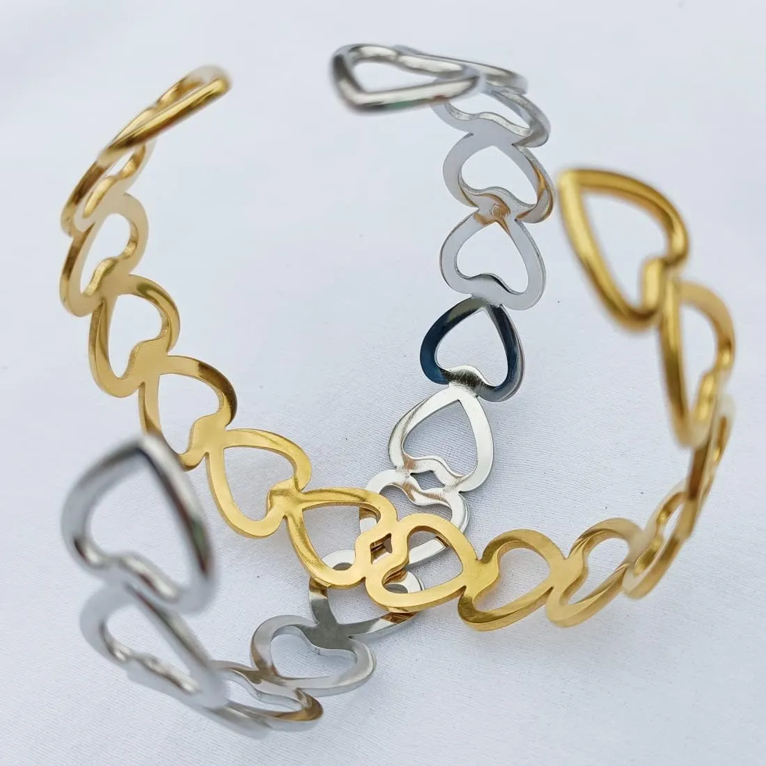 Womens Cuff Bracelets Heart Open Bangle Jewelry
