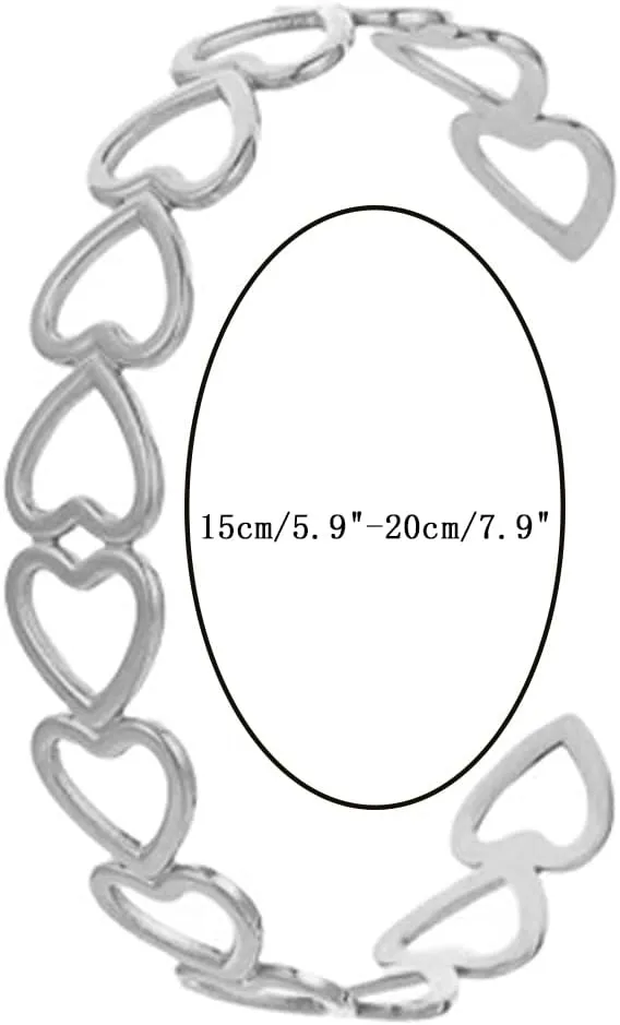 Womens Cuff Bracelets Heart Open Bangle Jewelry