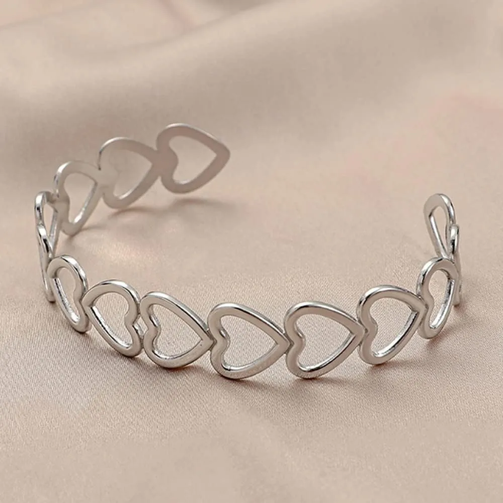 Womens Cuff Bracelets Heart Open Bangle Jewelry
