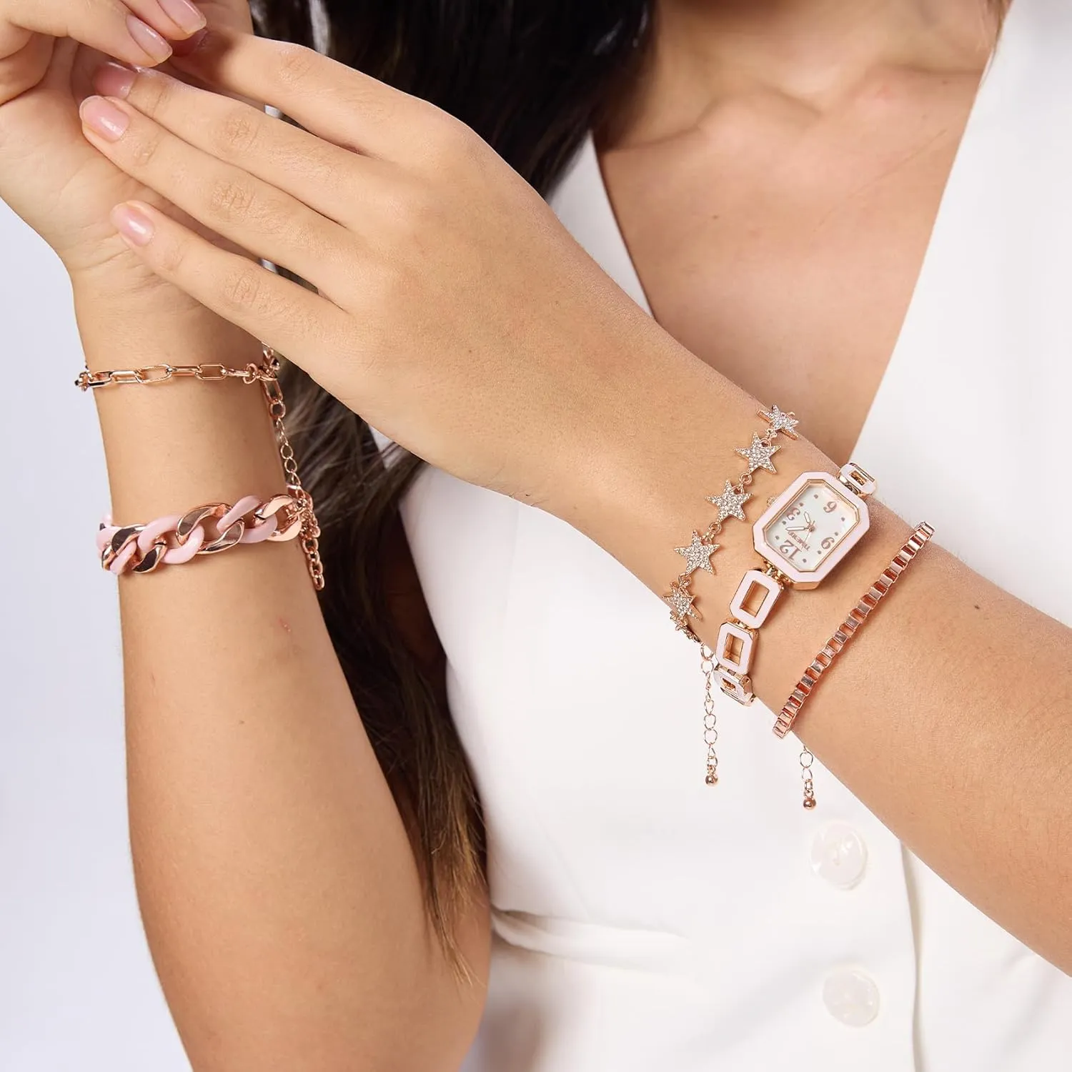 Women's Rectangle Watch and Bracelet Set, Women's Bracelet Watch SetGifts for Women