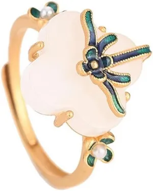 Women's rings cloisonn imitation jade rings women's Chinese enamel vintage rings cheongsam jewelry