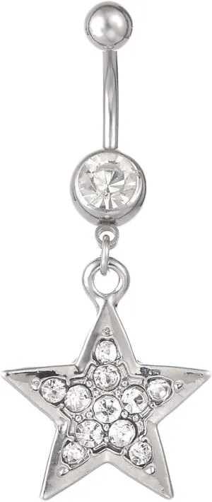 Wycian Belly Piercing Jewelry, Steel Piercing Jewelry Cubic Zirconia Lake Blue Star 5G for Women Girls Body Piercing Jewelry