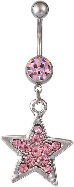 Wycian Belly Piercing Jewelry, Steel Piercing Jewelry Cubic Zirconia Lake Blue Star 5G for Women Girls Body Piercing Jewelry