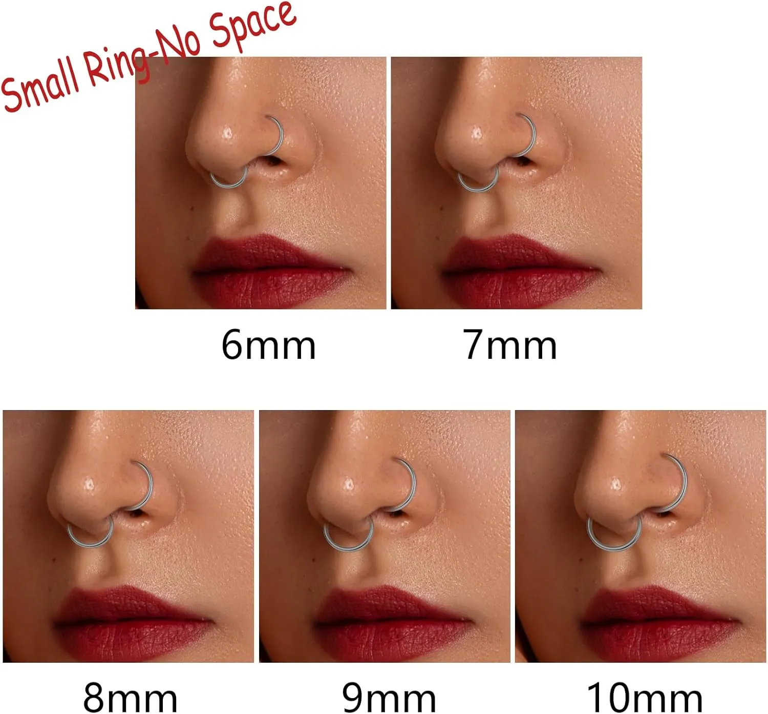 Xpircn Nose Rings 20G 18G 16G 14G Lip Septum Rings 316L Surgical Steel Tragus Daith Cartilage Earrings for Women Nose Ring Hoop Hinged Segment Ring Nose Piercing Jewelry